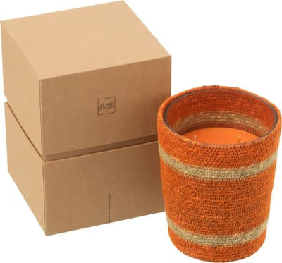 J-Line geurkaars Mand - Vanilla Escape - glas - oranje - medium - 55U
