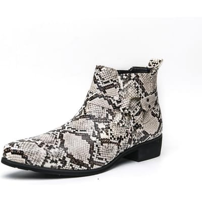 Nieuwe herfst- en winterrijlaarzen heren Chelsea boots Britse stijl slangenpatroon korte schacht hoge schacht leren schoenen 44 gray