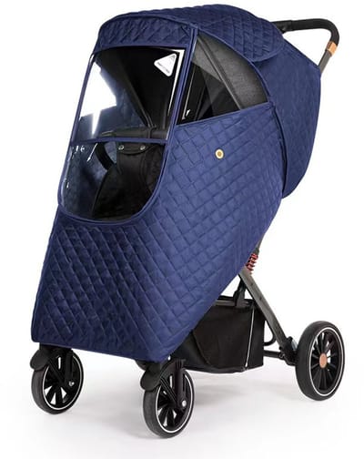 Winterhoes voor kinderwagen - Regenhoes voor kinderwagen - Waterdicht, winddicht, warm - Geschikt voor winterse buitenactiviteiten en regenachtige dagen -Blauw