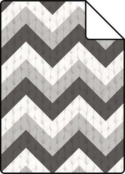 Proefstaal ESTAhome behang zigzag motief zwart en grijs - 26.5 x 21 cm - 138138-S