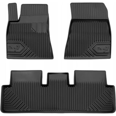Frogum No.77 Automatenset - Geschikt voor Tesla Model 3 (vanaf 2017) - Zonder Warmtepomp - 3-delig - Perfecte Pasvorm - TPE Rubber - Hoge Rand 4cm - Geurloos - Zwart