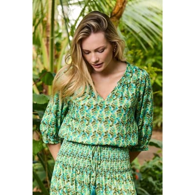 DIDI Dames Blouse Salina Green Beamy print maat 36