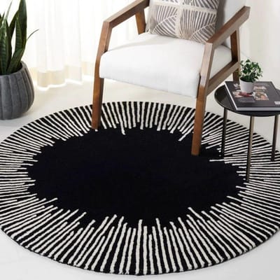 Tapis Style Nordique Chambre à Coucher Luxe Léger Tapis Rond de Sol pour Salon Tapis Pelucheux de Chevet Décoration de Maison Tapis de Salon 80X80CM (2.6X2.6FT