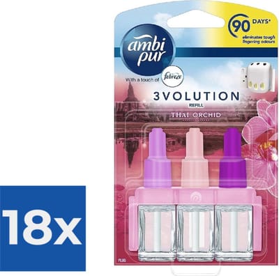 Ambi Pur 3Volution Luchtverfrisser Navulling - Thai Orchidee 20 ml - Voordeelverpakking 18 stuks