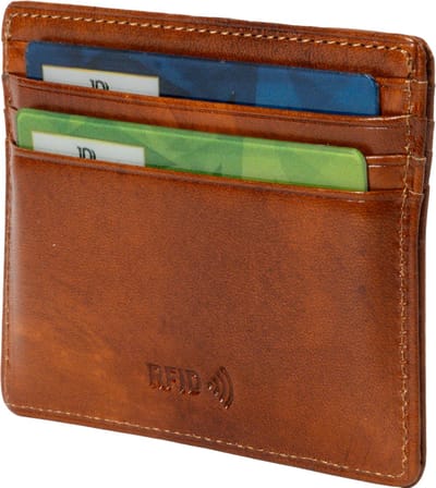Tony Perotti Leren RFID Creditcard etui met Van Gogh look, Gognac