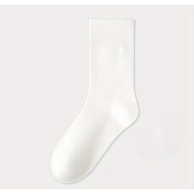 Ensemble de chaussettes en coton tube moyen tricoté ample long doux couleur unie équipage chaussettes décontractées noir blanc respirant printemps automne EU 35-40 blanc