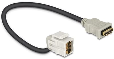 Keystone module HDMI (v) - HDMI (v) 110° haaks met korte kabel - versie 1.4 (4K 30Hz) / wit - 0,30 meter