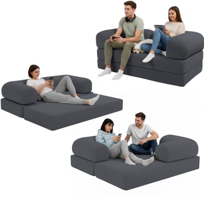 Dailygoods- Slaapbank 2 Persoons - Modulaire Slaapbank van Schuim - Innovatief Boneless Couch-Design - Verstelbaar - Geschikt voor Gasten - Gecomprimeerd Verzonden - Bankbed