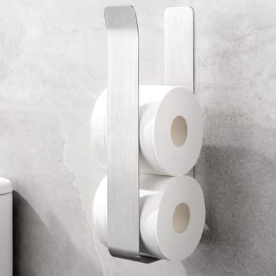 Toiletrolhouder - Papierhouder Muur - Badkamer Organisatie - Zonder Boren - 34 x 14 cm - Zilver