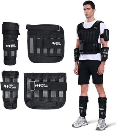 Enkelpolsgewichten voor dames en heren 4,5 kg/6,8 kg/9,1 kg/25 lbs Verstelbare BeatBoost Beenarm Gewicht Set voor Wandelen Pilates Oefening Workout Gym Aerobics