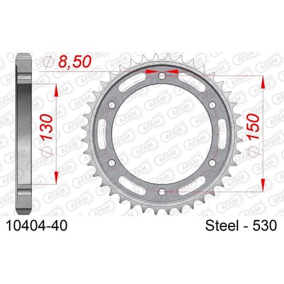 Stalen tandwiel Afam 530 40 dents