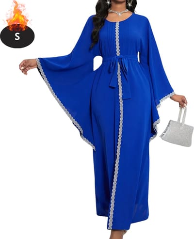 Bovista Islamitische Kleding - Djellaba Dames - Moslim Kleding - Arabisch Dames Kaftan - Alhamdulillah - Blauw S