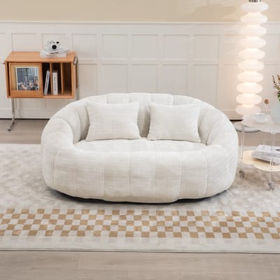 MODFU Vloersofa – 145x95x63 cm – met hoge rugleuning en armleuningen – zachte chenille – geen montage nodig – comfortabele sofa – Beige
