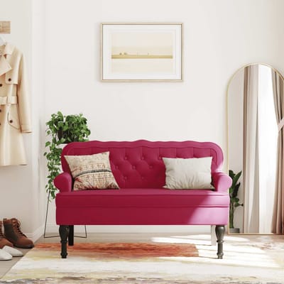 vidaXL - Bankje - met - rugleuning - 119,5x64,5x75 - cm - fluweel - wijnrood