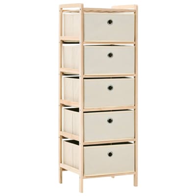 vidaXL - Opbergmeubel - met - 5 - stoffen - manden - cederhout - beige
