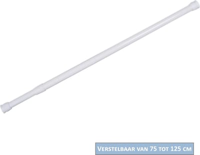 AquaVive douchestang wit – Verstelbaar 75-125 cm – Rond – Klembevestiging – Ø 21 mm – Roestvrij aluminium