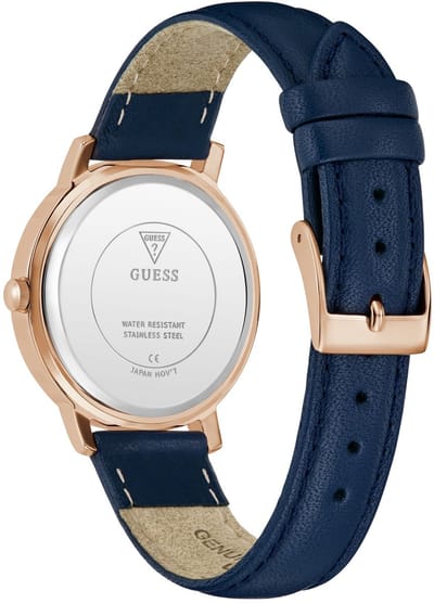 Guess Spiral Quartz Analoog Horloge Blauw Behuizing: 100% Roestvrij Staal| Armband: Roestvrij Staal 34 mm U1460L3M