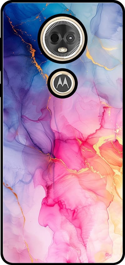Smartphonica Telefoonhoesje Geschikt voor Motorola Moto E5 Play met marmer opdruk - TPU backcover case marble design - Regenboog geschikt voor Motorola Moto E5 Play