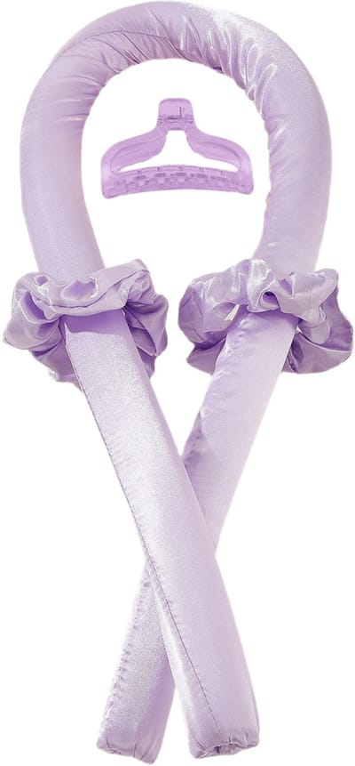 Heatless Curling Rod Hoofdband Geen warmte Zijden lint Curling Rod Haarroller Krullen met haarklauwclip Lazy Natural Soft Wave DIY Haarrollers Stylingtool voor slaap tijdens de nacht, paars