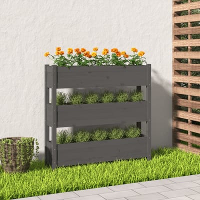vidaXL - Plantenbak - 112x25x104,5 - cm - massief - grenenhout - grijs