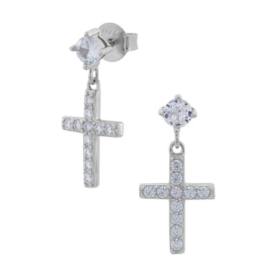 WeLoveSilver - Oorstekers - Zilveren kruis met zirkonia - 925 zilver