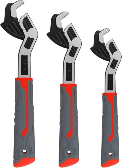 Dailygoods- Moersleutelset - 3 Stuks - Zelfvergrendelend - Verstelbaar - Brede Kaak (9-43 mm) - Gelegeerd Staal - Innovatief Ontwerp - Pijpsleutel