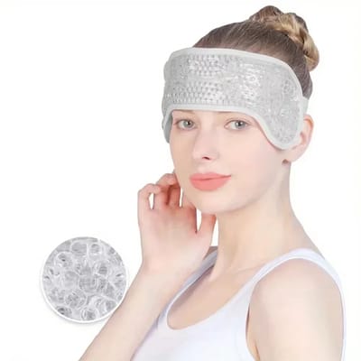 Hot/Cold Gel Bead Migraine Wrap - IJs Kompres met Zachte Pluche Achterkant voor Hoofdpijn, Stressverlichting, SPA Massages, Migrainebehandeling, Warmtekussen, Pijnverlichting- Grijs