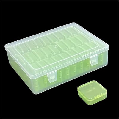 31-Delige Sorteerdoos (1 Grote + 30 Kleine Doosjes) – Plastic Organizer voor Diamond Painting, Kralen & Sieraden, Transparante Opbergdoos voor Schroeven, Mini Containers (Groen)