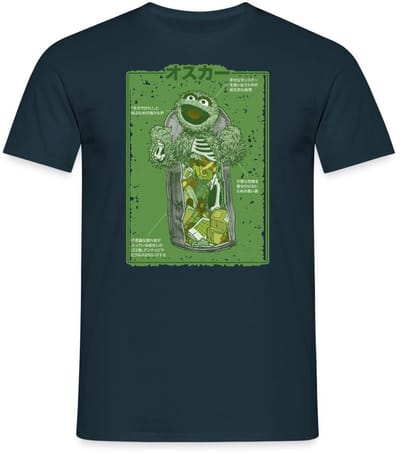 Sesamstraat Oscar Anatomie Vuilnisbak T-Shirt Heren
