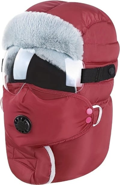 Bovista Wintermuts - Heren - Dames - Volwassenen - Muts - Ski Mask - Bivakmuts - Balaclava - Ski Masker - Face Mask - Full Face Mask - Winter Masker - Met Bril - Rood