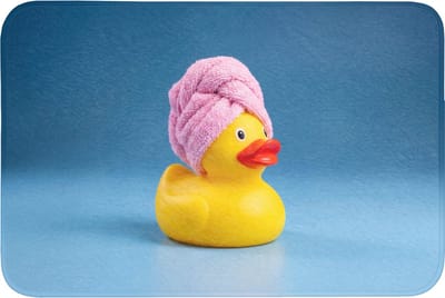 WC mat 90x60 cm - Antislip - Badeend - Handdoek - Blauw - Toiletmat - Vloermat - Douchemat - Toilet tapijt - Toiletmatten