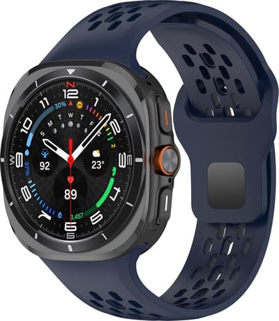 By Qubix - Compatible Samsung bandje - Siliconen sportband Holes Style - Donkerblauw - Geschikt voor Samsung Galaxy Watch Ultra / Ultra 2 - 47mm