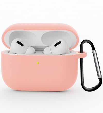 Hoesje Geschikt voor Apple Airpods Pro 3 - Siliconen Hoes met Clip - Silicone Case Cover - Lichtroze