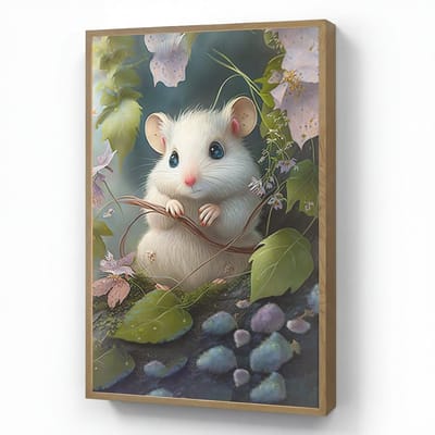 Wandlamp 60x90 cm - Oplaadbaar - Muis - Bos - Bloemen - Illustratie - Bosdieren - Wandlampen binnen woonkamer - Slaapkamer lamp - Decoratieve nachtlamp - Vloerlamp draadloos