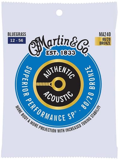Martin MA240 Bluegrass Snaren voor Akoestische Gitaar (12-56) Bronze, Medium Light