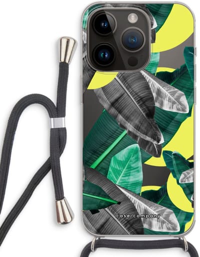 Case Company® - Hoesje met koord geschikt voor iPhone 14 Pro hoesje met Koord - Fantasie jungle - Telefoonhoesje met Zwart Koord - Bescherming aan alle Kanten en Over de Schermrand