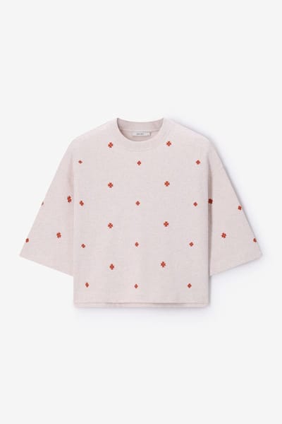Sissy-Boy - Beige sweater met bloemen embroidery