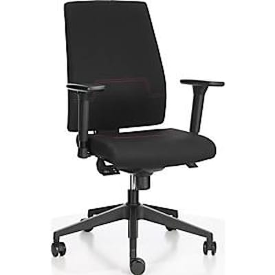 Bureaustoel T4 - ergonomisch - synchroonmechanisme - voorgevormde zitting - luchtdruk lendensteun - met armleuningen - zwart - ons merk Schäfer Shop Select