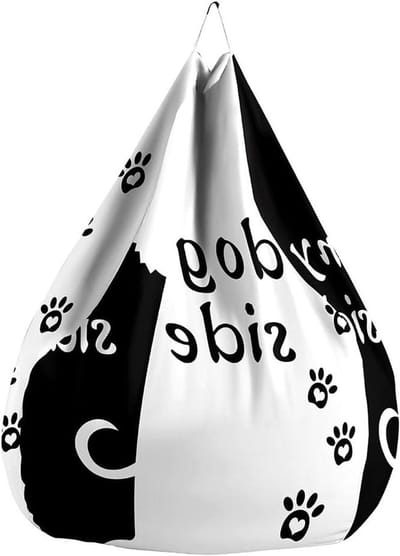 Zitzak Stoelhoes - Luie Bank Cover - Speelgoed Opbergen - Wasbaar Katoen Linnen - 100x120cm - Zwart Wit