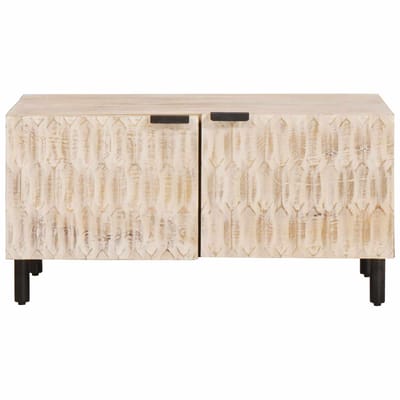 vidaXL - Salontafel - Wit - 80 - x - 50 - x - 40 - cm - Massief - Mango - Hout