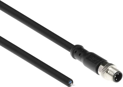 ACT Industrial 3,00 meter Sensor kabel M8A 3-polig male naar open end, Ultraflex Xtreme TPE kabel, afgeschermd