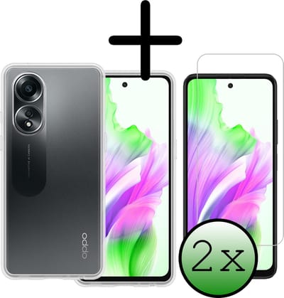 Hoesje Met 2x Screenprotector - Geschikt voor OPPO A58 - Sterk & Shockproof - Back Cover - Siliconen Case - Telefoon Hoes - Transparant