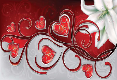 Fotobehang Lily Heart Abstract | DEUR - 211cm x 90cm | 130g/m2 Vlies