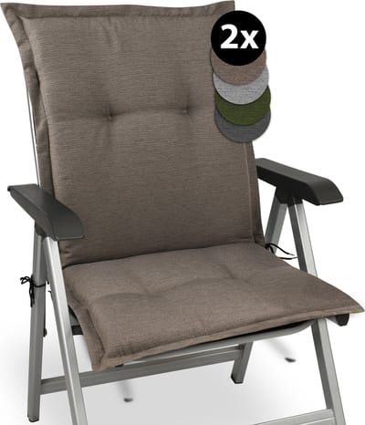 Beautissu HighLux NL – Set van 2 Tuinkussen Lage Rug Kussen 105x50x7cm – Outdoor Zitkussen voor Tuinstoel Taupe