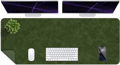 Grote niet-slip bureauonderlegger met verouderd effect - Leer bureau mat, computerpad en muismat voor schrijven en schilderen (Donkergroen, 120 x 60 CM)