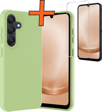 Hoes - Met Screenprotector - Geschikt voor Samsung Galaxy A25 - Sterk & Shockproof - Back Cover - Siliconen Case - Telefoon Hoes - Groen