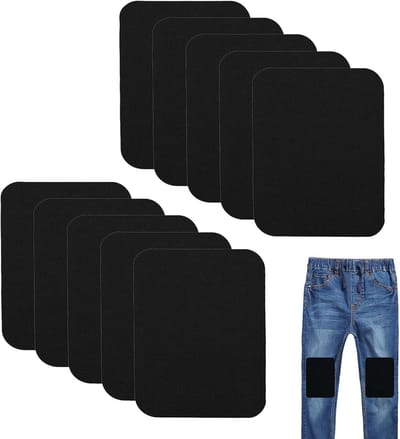 Pack of 12 Ironing Patches, Iron on Patches, Iron on Patches, Ironing Patches, Ironing Patches, Suitable for Clothing, Trousers, Repairs and Decoration, Size 7.5 x 10.5 cm, Black