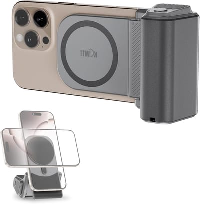 Pro Version Magnetische Handgreep met Bluetooth Afstandsbediening, Snap Grip Handvat voor iPhone en Android Telefoons, Verstelbare Desk Phone Stand - Grijs, Geschikt voor Fotografie en Videoproductie