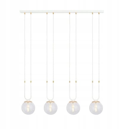Luxe Witte Gouden Glazen Bol Hanglamp voor Eetkamer - 4xE14