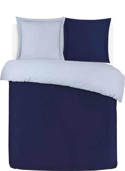 VISION Bicolor - Tweezijdig omkeerbaar Dekbedovertrekset - 100% katoen: zacht en soepel - Tweepersoons - Dekbedovertrek 200 x 200 cm met 2 bijhorende slopen - Blauw/grijs - Oekotex gecertificeerd